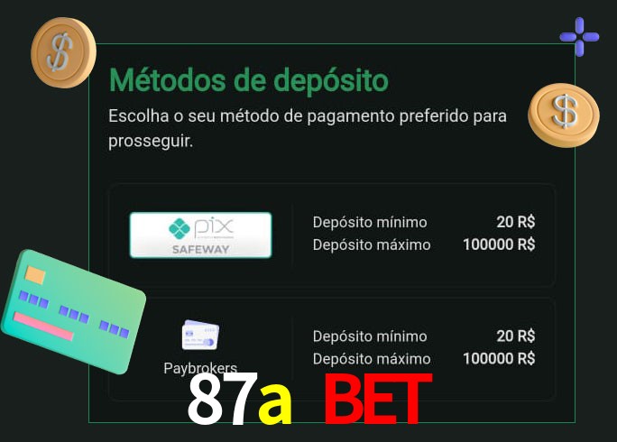 O cassino 87a bet oferece uma grande variedade de métodos de pagamento
